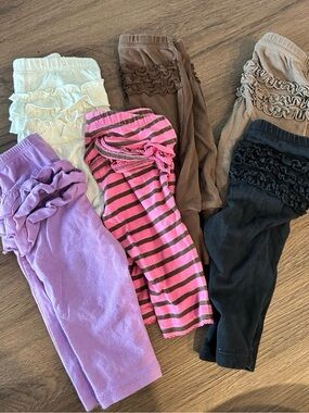 Bundle of 6 Baby Ruffle Butt Leggings Pants Newborn Baby Clothes Lot